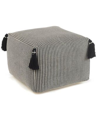 LR Home Lr Home Striped Gray Pouf With Tassels