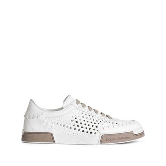 Dolce & Gabbana Sneakers, male, White, 9 1/2 UK, White Lace-Up Flat Shoes