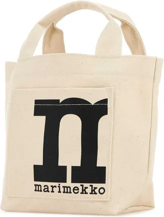Marimekko Womens Mano Tote Beige Cotton