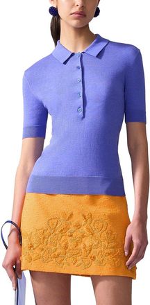 Carolina Herrera Knit Silk-Blend Polo Top