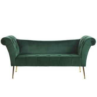 Beliani Beliani - Chaise Longue De Terciopelo Verde Oscuro Dorado Acolchado Patas De Metal Nantilly