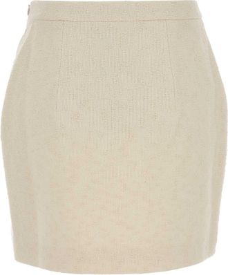 Alessandra Rich Womens Cream Tweed Mini Skirt Ivory Gonne