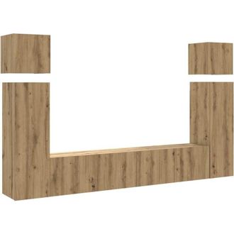 vidaXL Vidaxl - Mueble Para Tv De Pared Madera Contrachapada Artesanal 8 Piezas