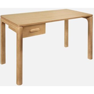 Sweeek Escritorio De Madera De Hevea Con Chapa De Roble, 1 Caj&oacute;n