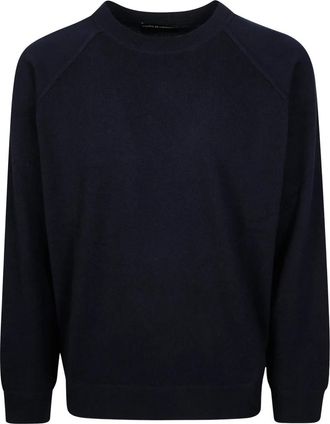 FILIPPO DE LAURENTIIS G. Collo Raglan Lana Cachemire F16 - Heren - Ronde hals truien - Blauw - M - Wol - Truien & Vesten