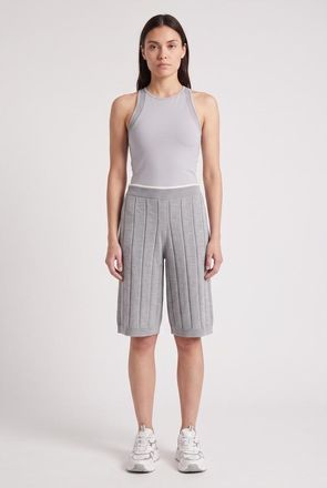 Brunello Cucinelli Womens Light Grey Ribbed Cotton Shorts, Size M
