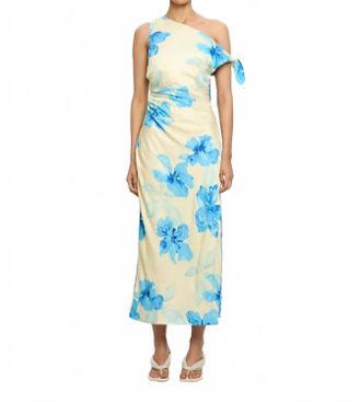 Kivari Sophie Midi Dress In Yellow Blue