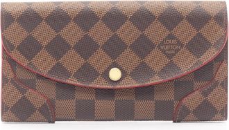 Louis Vuitton Brown Cerise Ebene Red Color Damier Canvas Leather Pvc Long Wallet (Bi-Fold) (Pre-Owned)
