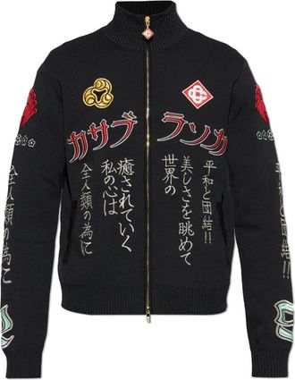 Casablanca Zip-throughs, male, Black, Size: M Sweatshirt with embroidered pattern