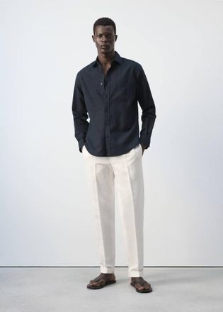 Mango Camicia regular-fit lino cotone blu marino scuro - Uomo - XXL - MANGO MAN