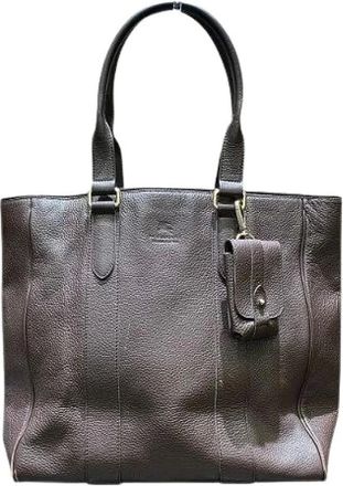 Burberry Pre-owned Tote Bags, male, Brown, Size: ONE SIZE Pre-owned Leather Tote Bag