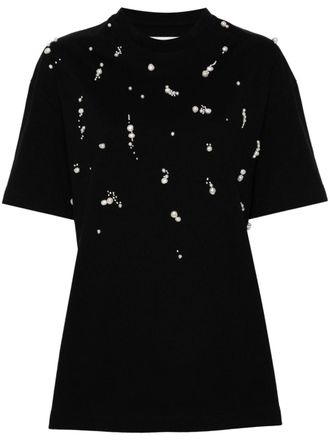 Jil Sander T-shirt con decorazione di perle - Nero