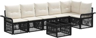 vidaXL Conjunto De Sof&aacute;s De Jard&iacute;n 7 Uds. Negro Rat&aacute;n Sint&eacute;tico Vidaxl