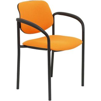 Piqueras y Crespo Silla Fija Styl Bali Naranja Chasis Negro Con Brazos