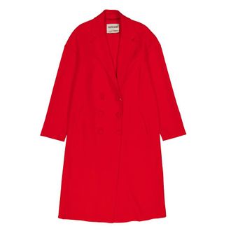 Roberto Cavalli Cadmium Red Wool Coat, Brand Size 40 ( US Size 6 )