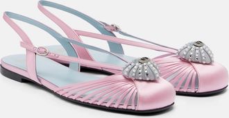 Valentino Garavani Coeur Royal satin slingback flats