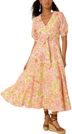 Hale Bob Faye Linen Midi Dress