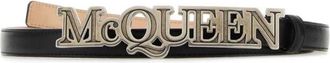 Alexander McQueen Zwarte leren Riem - Hoogte: 2 cm - Heren - Riemen - Zwart - 100 CM - Accessoires