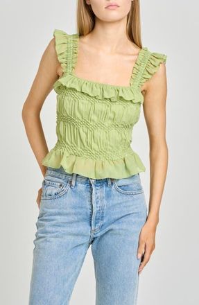 Wayf Kristina Smock Georgette Top in Pistachio at Nordstrom, Size X-Large