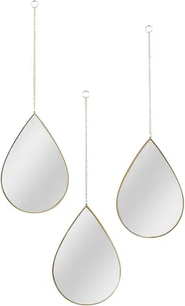OEM Espejo Decorativo Colgante En Forma De L&aacute;grima Color Dorado - Juego De 3 - Dise&ntilde;o Elegante - Para Sala De Estar O Ba&ntilde;o - Tama&ntilde;o 30x60 Cm - Color Dorad