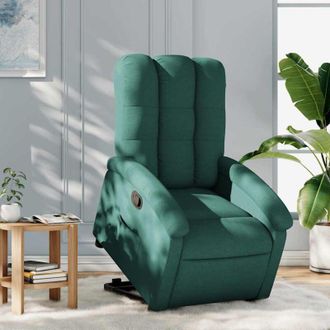 vidaXL Sill&oacute;n Reclinable Elevable Tela Verde Oscuro Vidaxl