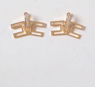 Elisabetta Franchi Orecchino logo con cristalli Elisabetta Franchi