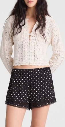 Madewell Lace Trim Pull-On Shorts in Jet Black at Nordstrom, Size X-Large