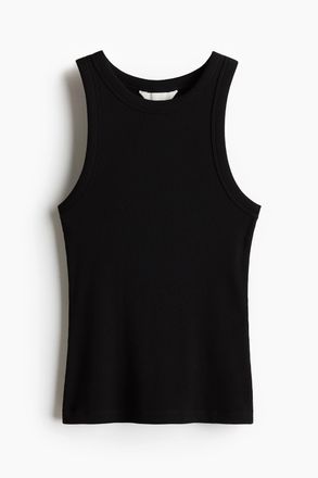 H&M Geripptes Tanktop - Schwarz