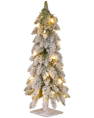 National Tree Company 24in Snowy Downswept Forestree with Metal Plate and 50 Clear Lights