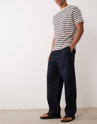 Arket Pantaloni in puro cotone blu scuro-Blu navy