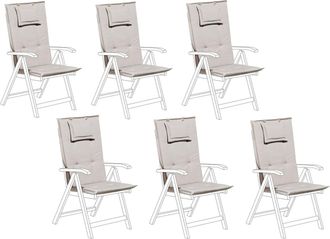 Beliani Conjunto De 6 Cojines Para Silla De Jard&iacute;n Gris Beige Asiento Respaldo Comodidad Descanso Java/amantea