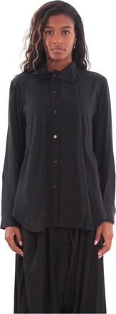 Yohji Yamamoto Rayon Twill Shirt - Dames - Overhemden - Zwart - S - Rayon - Overhemden