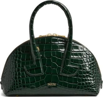 Patou Borsa Le Patou Bowling goffrata effetto coccodrillo - Verde
