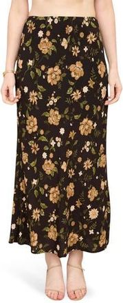 Blu Pepper Floral Midi Skirt in Black Multi at Nordstrom Rack, Size Medium
