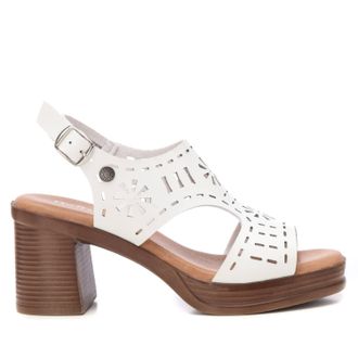 Xti Womens Cutout Block Heel Sandals In White