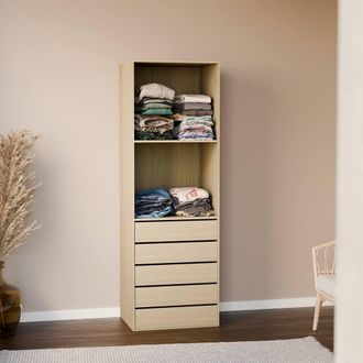 Sweeek Modular Open Wardrobe Drawer & Shelf Unit in Light Brown
