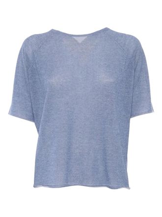 KANGRA raglan-sleeve short-sleeve top - women - Polyester/Viscose/Cotton - 40 - Blue