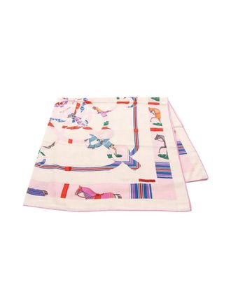 Herm&egrave;s 2000-2025 Eperon d Or et Tenues de Jour Cashmere Silk Shawl 140 scarves - Marrone