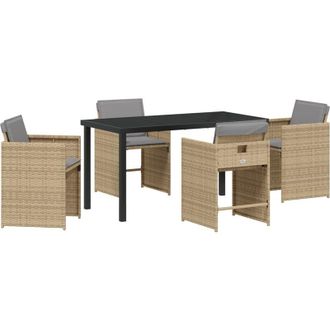 vidaXL Conjunto De Comedor De Jard&iacute;n Con Coj&iacute;n 5 Pcs Beige Polirat&aacute;n Vidaxl