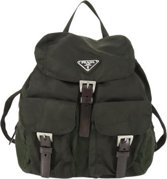 Prada Sac &Agrave; Dos Re-Nylon Nylon Khaki Nylon Backpack Bag (Pre-Owned)