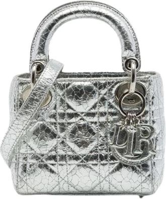 Dior Pre-owned Lady Dior Mini Bag - Dames - Vintage Mini Tas - Grijs - ONE Size - Leer - Vintage