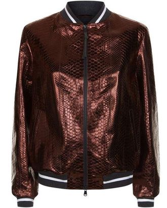 Brunello Cucinelli Metallic Python Bomber Jacket