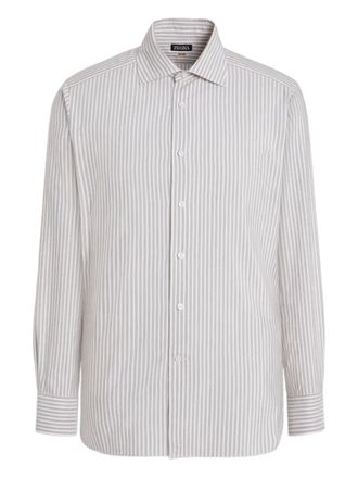 Ermenegildo Zegna striped silk-cotton shirt - men - Silk/Cashmere/Cotton - 45 - Grey