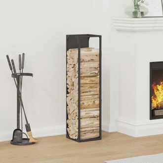 vidaXL Le&ntilde;ero Negro 25x25x100 Cm Acero Laminado En Fr&iacute;o Vidaxl