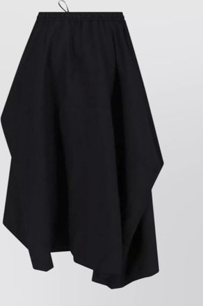 Yohji Yamamoto midi skirt knee length asymmetric hem pockets