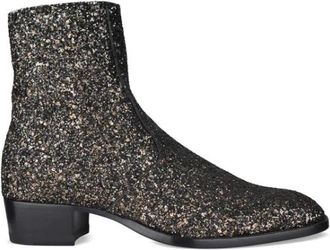 Saint Laurent Wyatt 40 Booties - Heren - Laarzen met Hak - Zwart - 40 EU - Leer - Schoenen