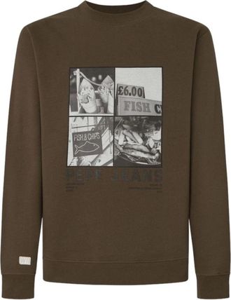 Pepe Jeans London Fish&Chips Sweater Bruin Katoen Casual - Heren - Sweatshirts - Bruin - XL - Katoen - Hoodies & sweatvesten