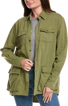 Chaser Sea Pea Button-Up Linen-Blend Shacket