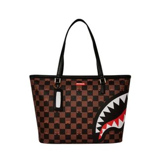 Sprayground Peeking Character Check Tote - female - SPRAYGROUND - Shopping Bags - Brown - ONE SIZE - Bags