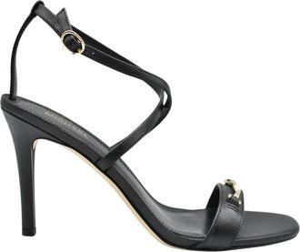 Michael Kors Lena leren sandaal - Dames - Sandalen met hakken - Zwart - 42 EU - Leer - Schoenen